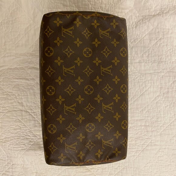 GUC Vintage LV Monogram Speedy Bag 30 Double Handle Satchel Brown - Picture 10 of 15